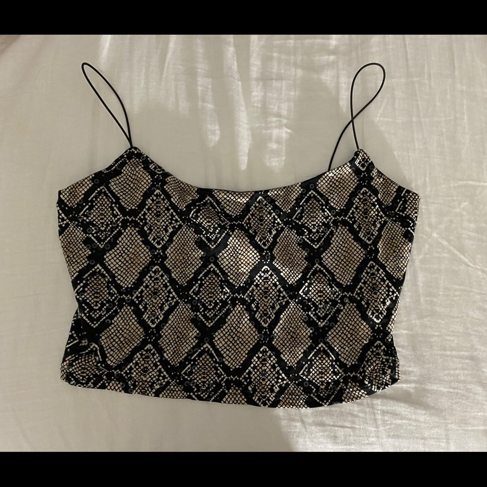 Snake Skin Cropped Tank Top